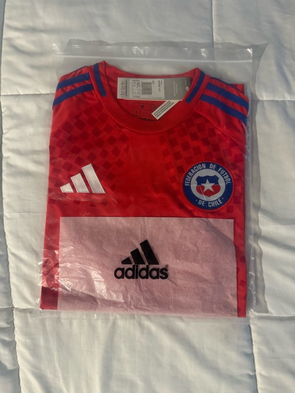 adidas Chile Football Jersey - Red with Blue Accents
